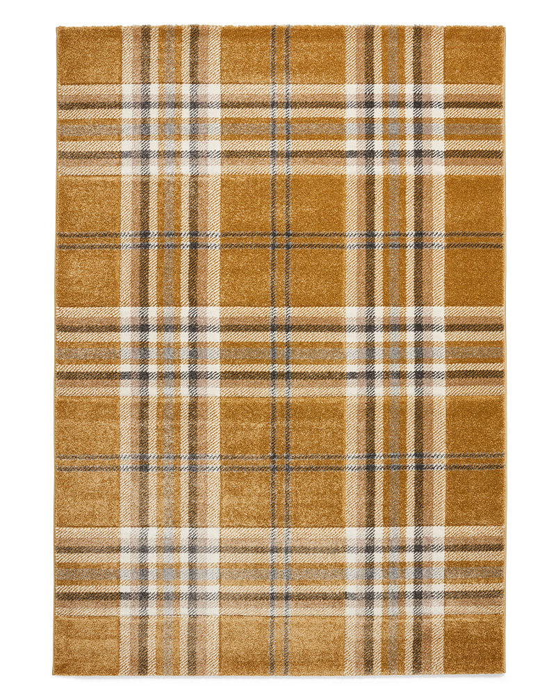 CATHERINE LANSFIELD KELSO OCHRE CHECK TARTAN RUG