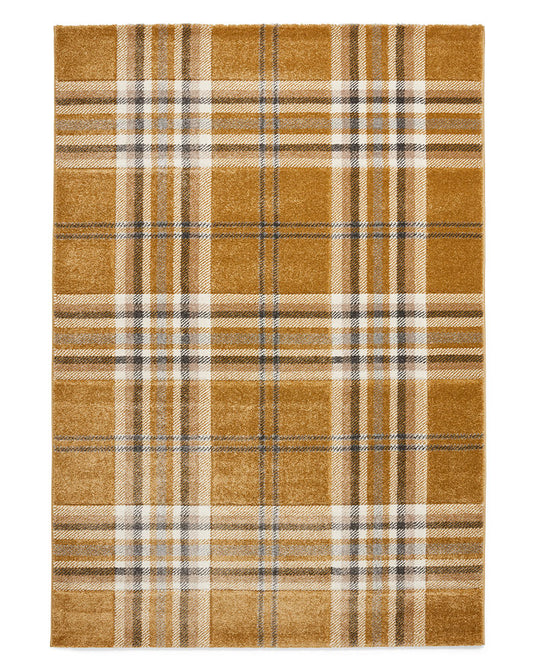 CATHERINE LANSFIELD KELSO OCHRE CHECK TARTAN RUG