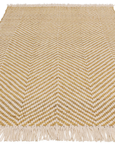 VIGO OCHRE REVERSABLE JUTE WOOL ZIG ZAG CHEVRON RUG