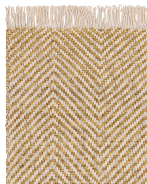 VIGO OCHRE REVERSABLE JUTE WOOL ZIG ZAG CHEVRON RUG