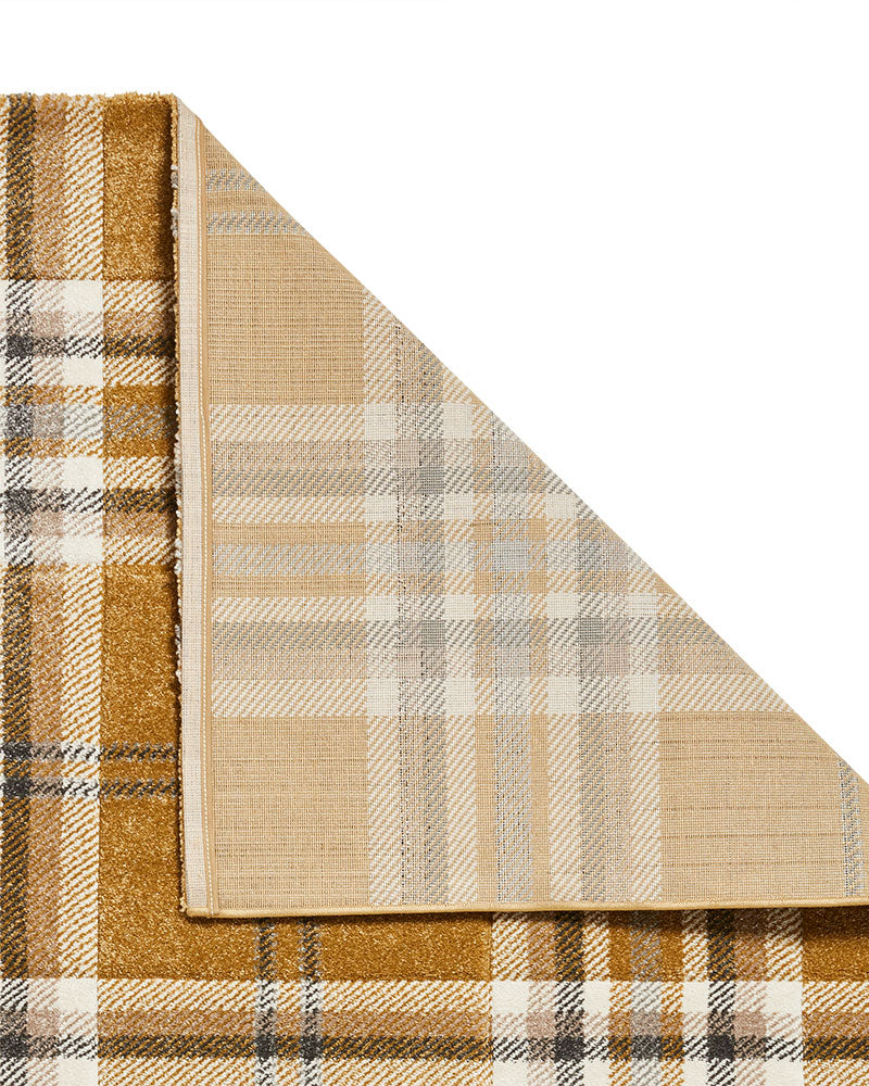 CATHERINE LANSFIELD KELSO OCHRE CHECK TARTAN RUG
