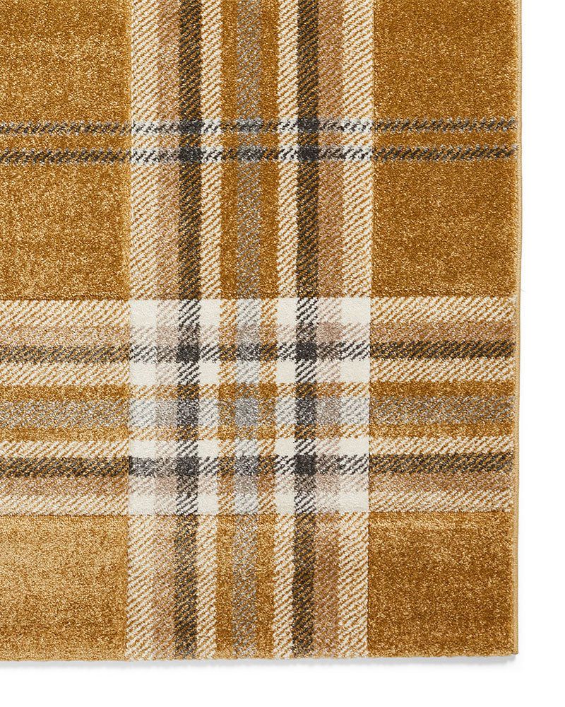 CATHERINE LANSFIELD KELSO OCHRE CHECK TARTAN RUG