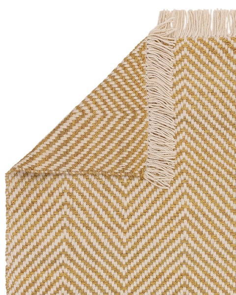 VIGO OCHRE REVERSABLE JUTE WOOL ZIG ZAG CHEVRON RUG