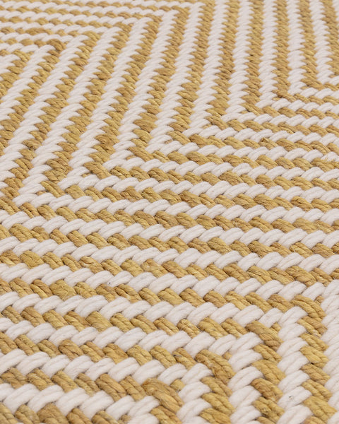 VIGO OCHRE REVERSABLE JUTE WOOL ZIG ZAG CHEVRON RUG