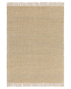 VIGO OCHRE REVERSABLE JUTE WOOL ZIG ZAG CHEVRON RUG