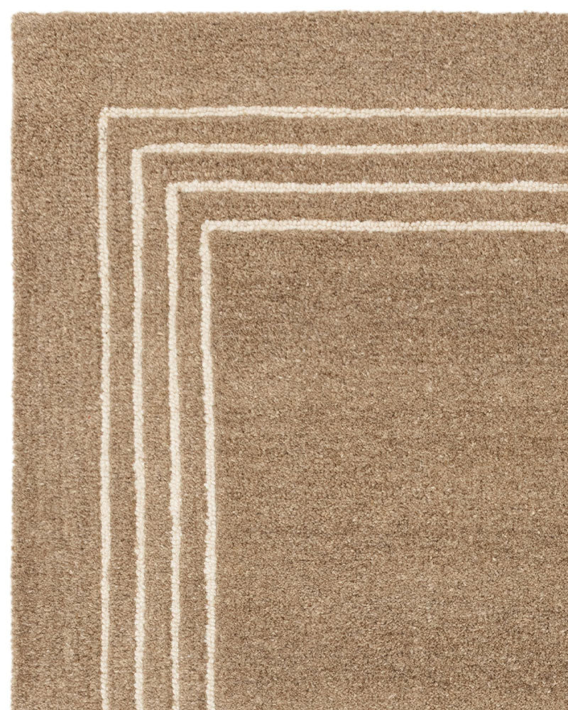 ORLO BEIGE NATURAL UNDYED WOOL BORDERED RUG