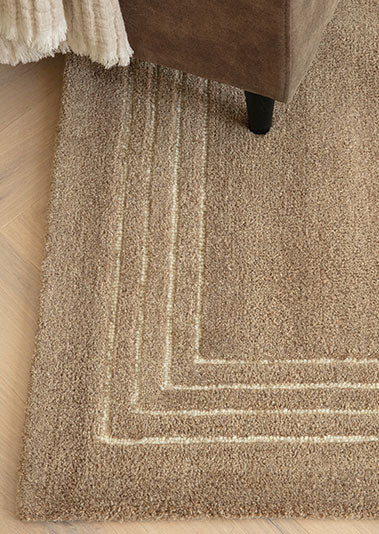 ORLO BEIGE NATURAL UNDYED WOOL BORDERED RUG