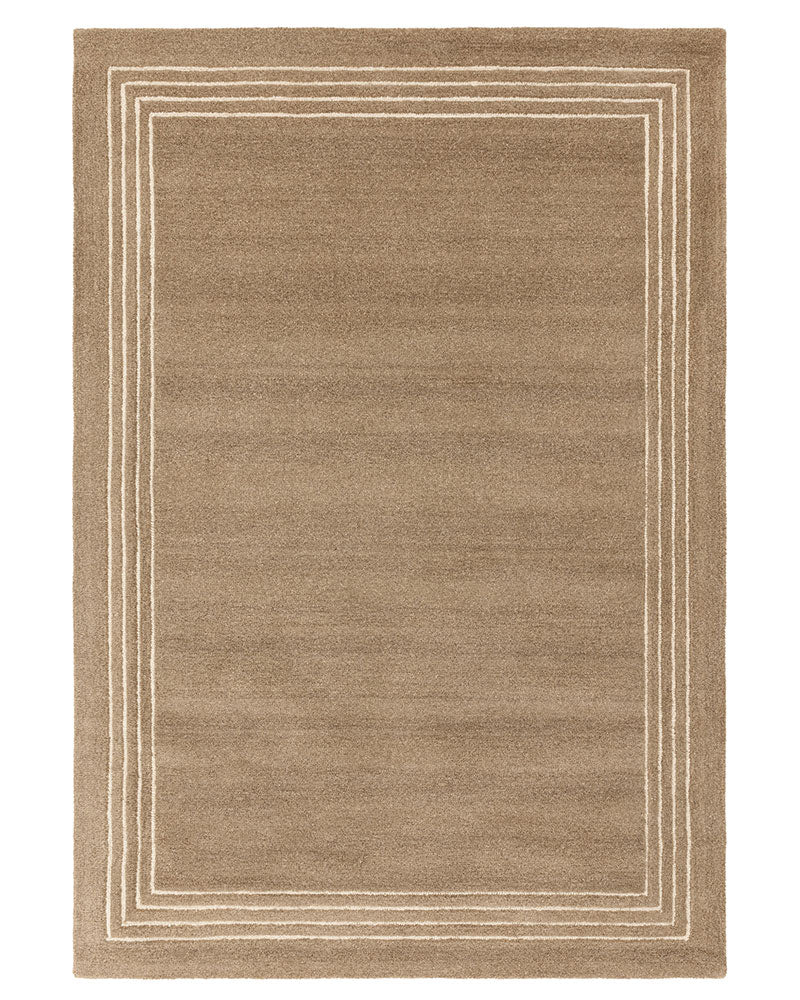 ORLO BEIGE NATURAL UNDYED WOOL BORDERED RUG