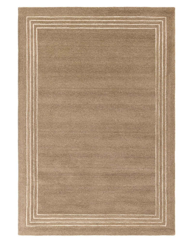 ORLO BEIGE NATURAL UNDYED WOOL BORDERED RUG