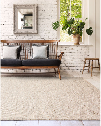 ZANDER OYSTER CHUNKY TEXTURED WOOL MIX RUG NATURAL