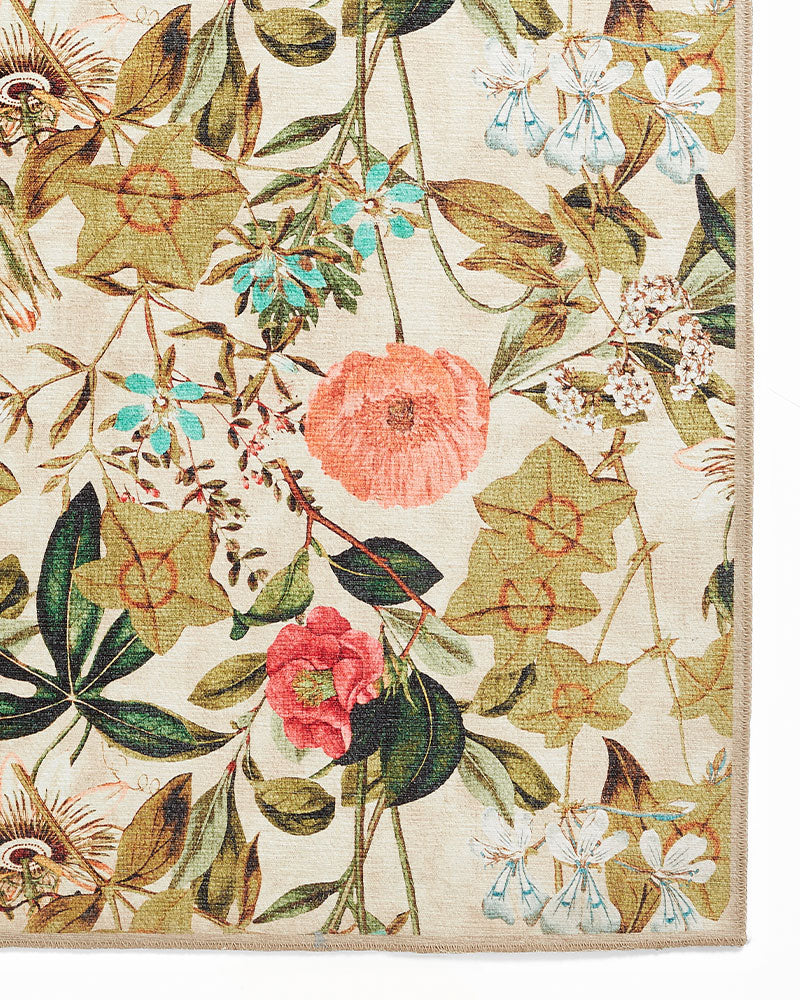 CLARKE & CLARKE PASSIFLORA PEACHES & CREAM MACHINE WASHABLE RUG
