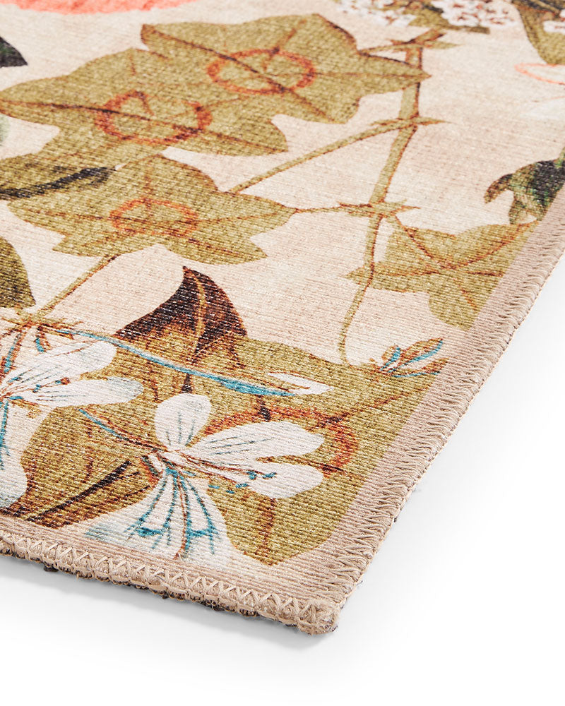 CLARKE & CLARKE PASSIFLORA PEACHES & CREAM MACHINE WASHABLE RUG