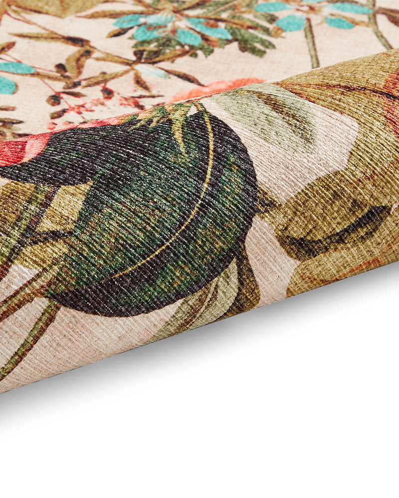 CLARKE & CLARKE PASSIFLORA PEACHES & CREAM MACHINE WASHABLE RUG