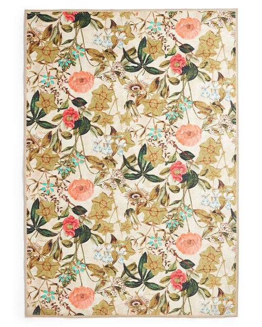 CLARKE & CLARKE PASSIFLORA PEACHES & CREAM MACHINE WASHABLE RUG