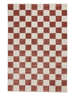 BALTIMORE PLUM 66618 MODERN CHECKERBOARD RUG