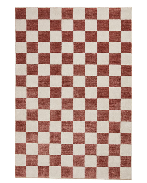 BALTIMORE PLUM 66618 MODERN CHECKERBOARD RUG