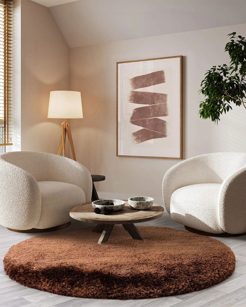 PLUSH LUXURY ULTRA THICK SHAGGY COPPER ROUND RUG
