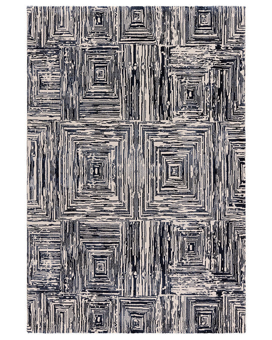 KUZA PORTRAIT NAVY BLUE GEOMETRIC RUG