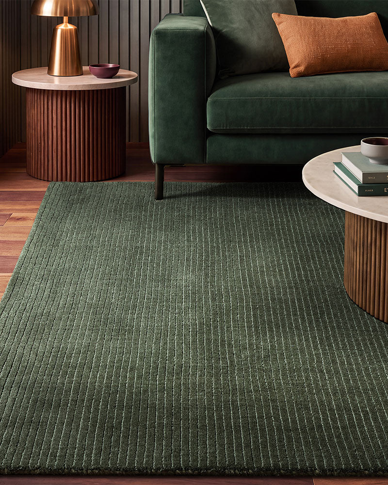 ROWAN PLAIN FINE LOOP EMERALD GREEN RUG