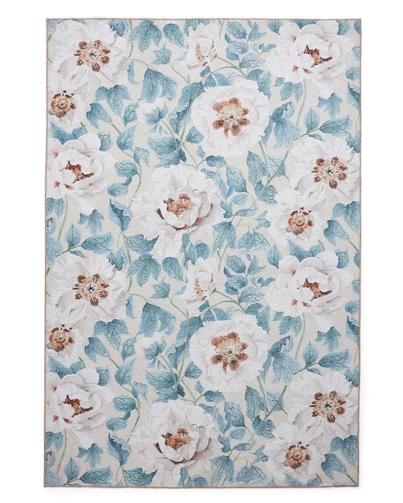 HARLEQUIN FLORENT SAILCLOTH BLUE FLORAL MACHINE WASHABLE RUG