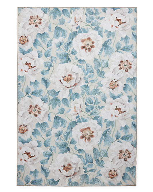 HARLEQUIN FLORENT SAILCLOTH BLUE FLORAL MACHINE WASHABLE RUG