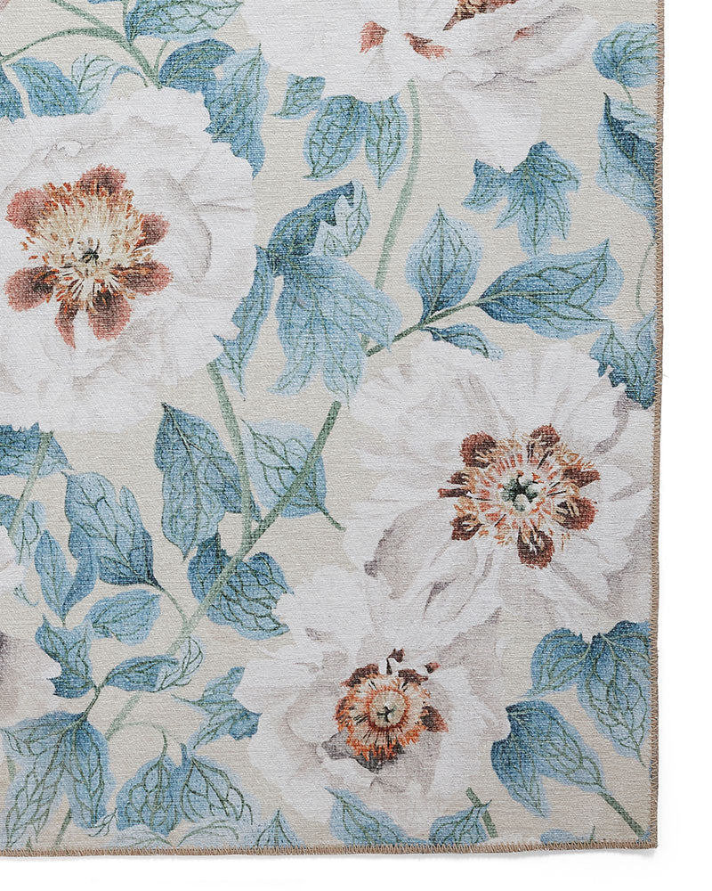 HARLEQUIN FLORENT SAILCLOTH BLUE FLORAL MACHINE WASHABLE RUG