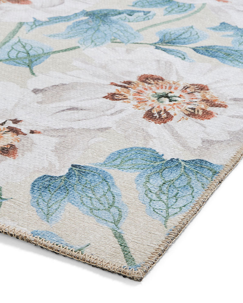 HARLEQUIN FLORENT SAILCLOTH BLUE FLORAL MACHINE WASHABLE RUG