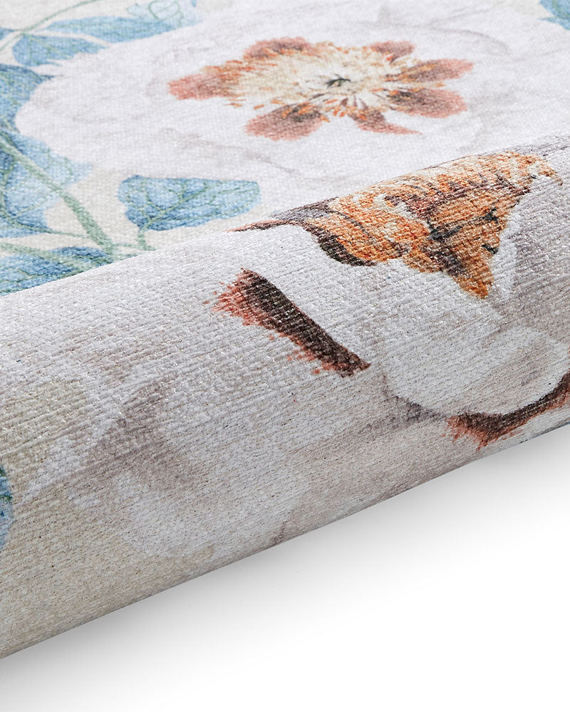 HARLEQUIN FLORENT SAILCLOTH BLUE FLORAL MACHINE WASHABLE RUG