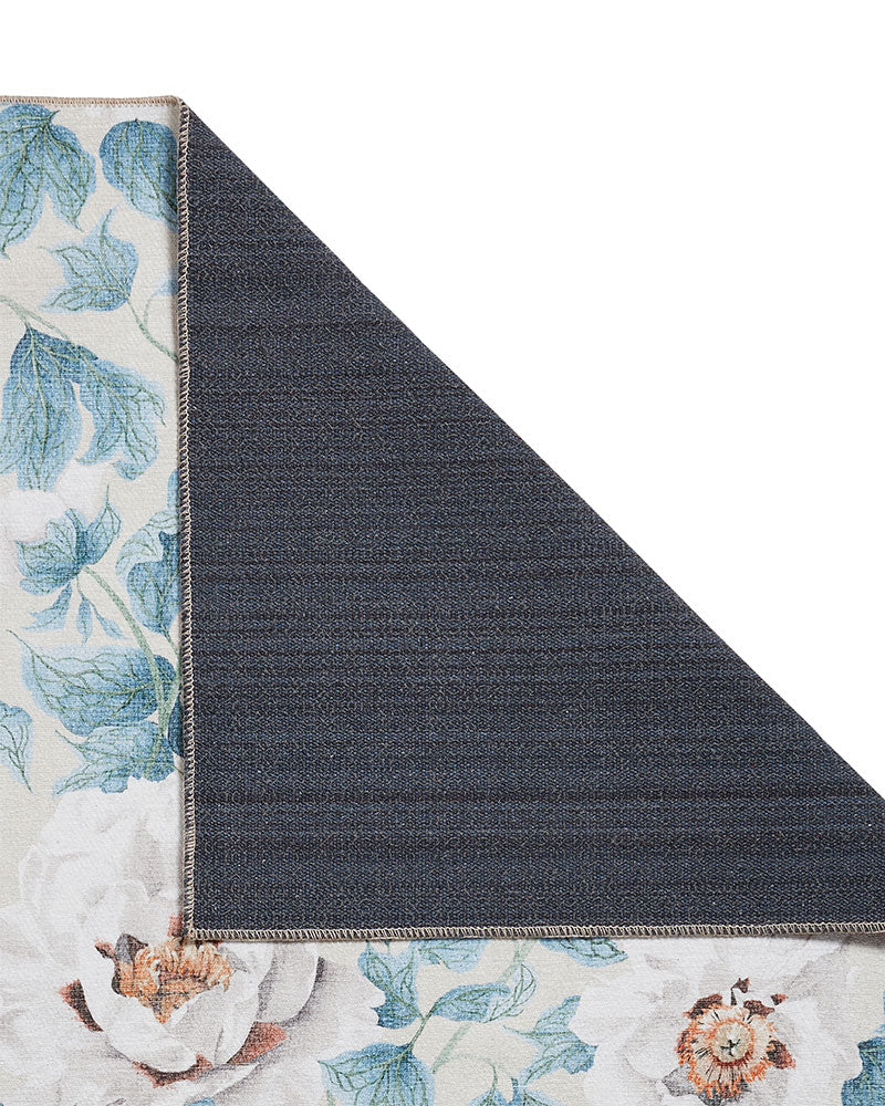 HARLEQUIN FLORENT SAILCLOTH BLUE FLORAL MACHINE WASHABLE RUG