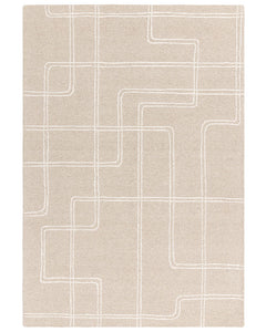 ADA SAND BEIGE TEXTURED GEOMETRIC WOOL LOOP RUG