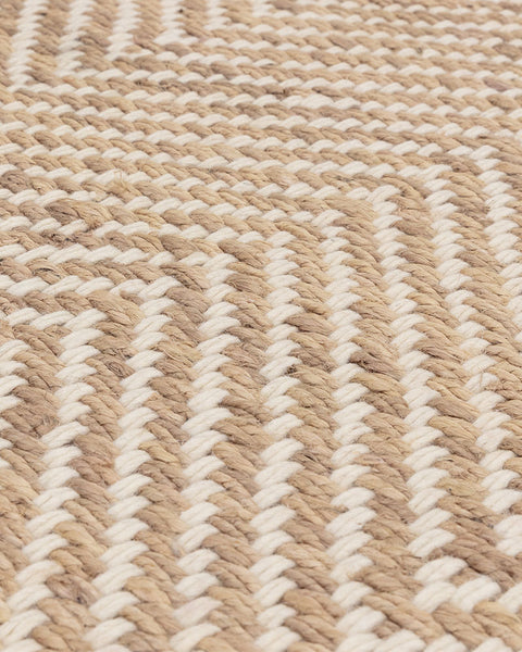 VIGO SAND BEIGE REVERSABLE JUTE WOOL ZIG ZAG CHEVRON RUG