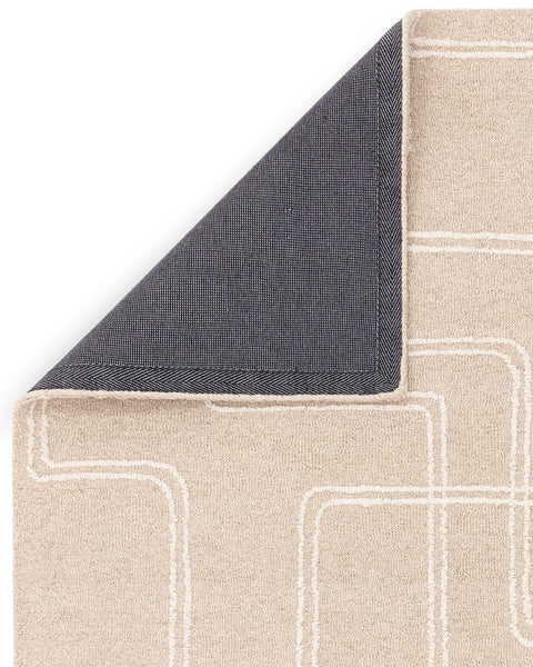 ADA SAND BEIGE TEXTURED GEOMETRIC WOOL LOOP RUG