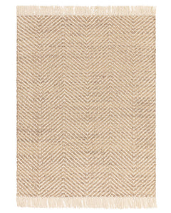 VIGO SAND BEIGE REVERSABLE JUTE WOOL ZIG ZAG CHEVRON RUG