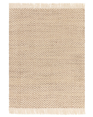 VIGO SAND BEIGE REVERSABLE JUTE WOOL ZIG ZAG CHEVRON RUG