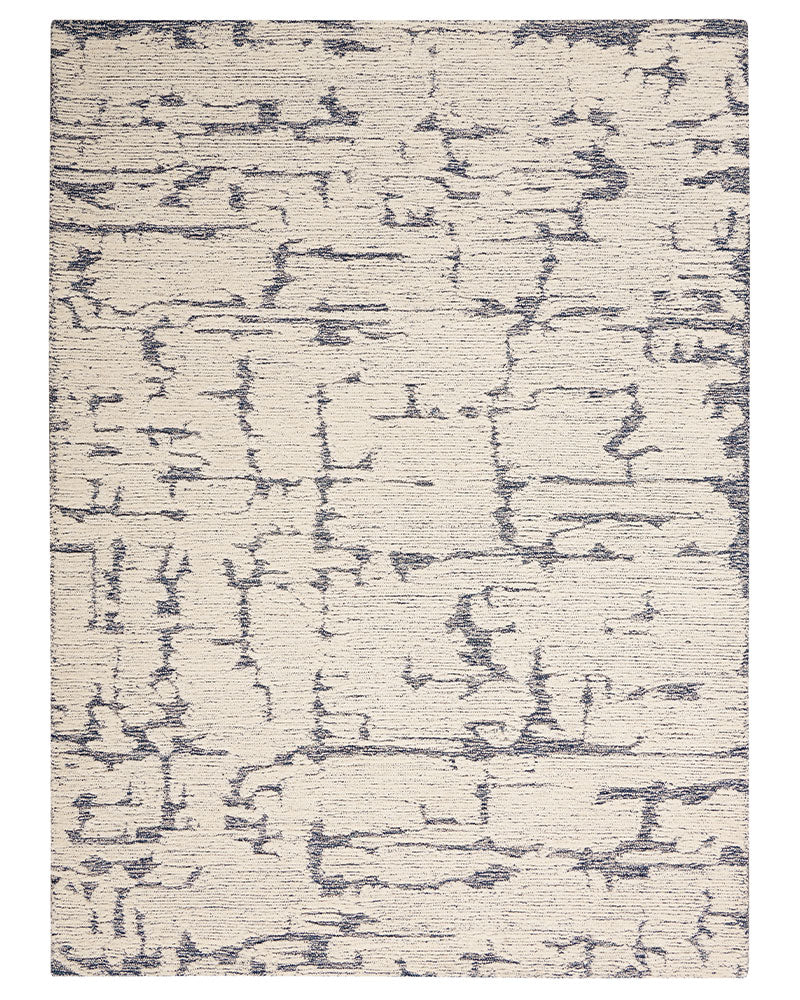 CALVIN KLEIN SCULPTURAL BLUE CUT & LOOP WOOL RUG