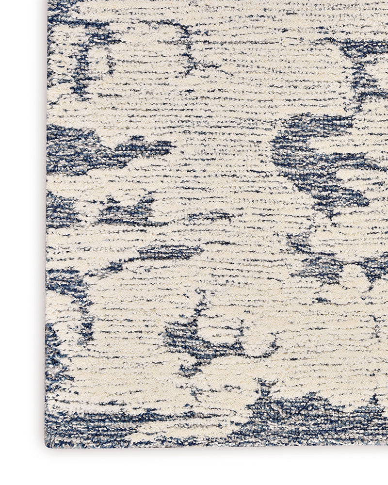 CALVIN KLEIN SCULPTURAL BLUE CUT & LOOP WOOL RUG