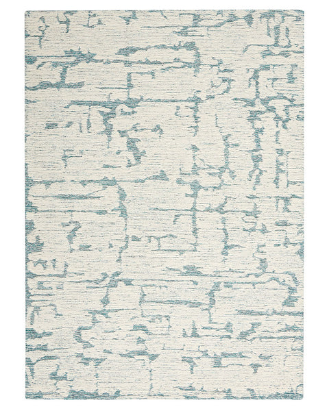 CALVIN KLEIN SCULPTURAL TEAL CUT & LOOP WOOL RUG