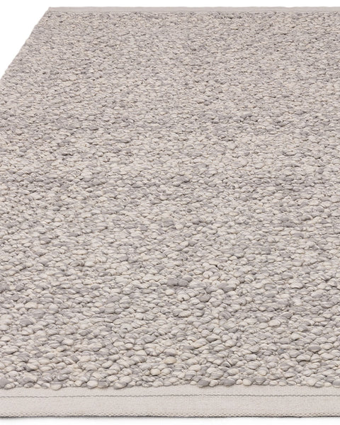 ELM SILVER GREY CHUNKY BOUCLE TEXTURED WOOL MIX RUG