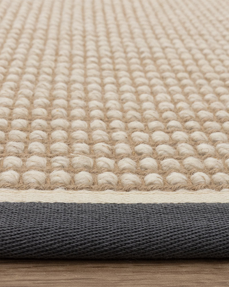 KORRA WOOL & JUTE SINGLE LOOP WITH SLATE GREY BORDER RUNNER