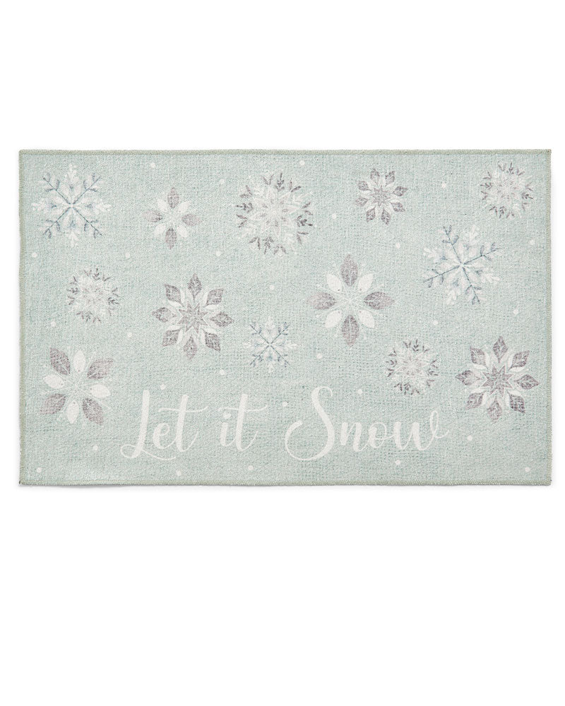 CHRISTMAS WASHABLE SNOWFLAKE RUNNER & MAT SET