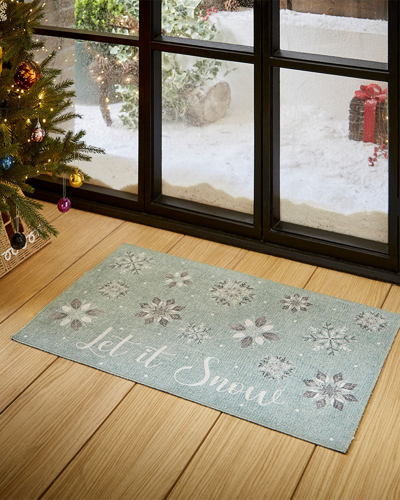 CHRISTMAS WASHABLE SNOWFLAKE RUNNER & MAT SET