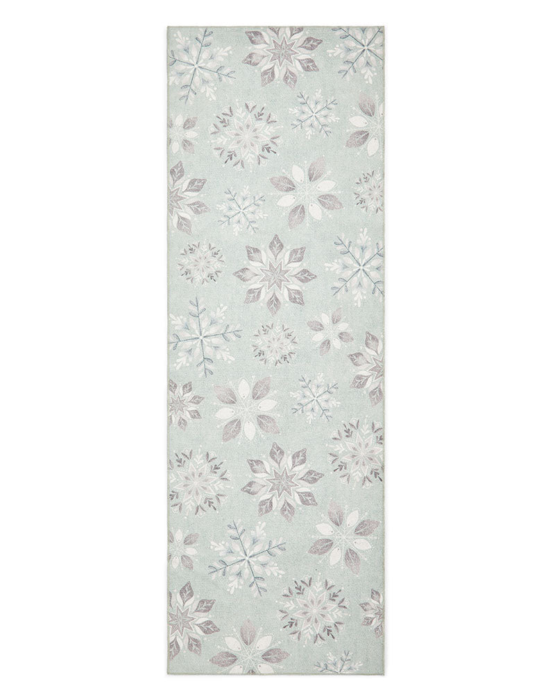 CHRISTMAS WASHABLE SNOWFLAKE RUNNER & MAT SET