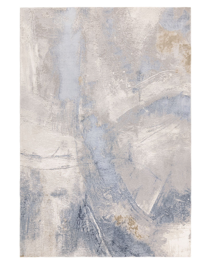 STELLAR ST06 BLUE MODERN ABSTRACT HIGH SHINE RUG