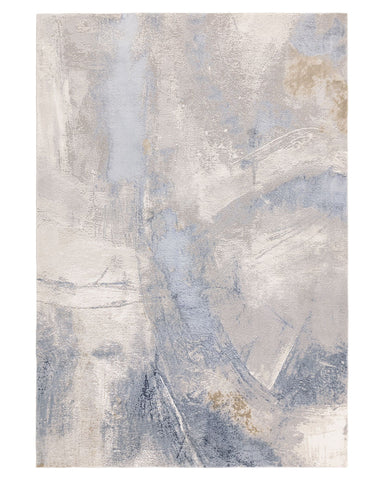 STELLAR ST06 BLUE MODERN ABSTRACT HIGH SHINE RUG