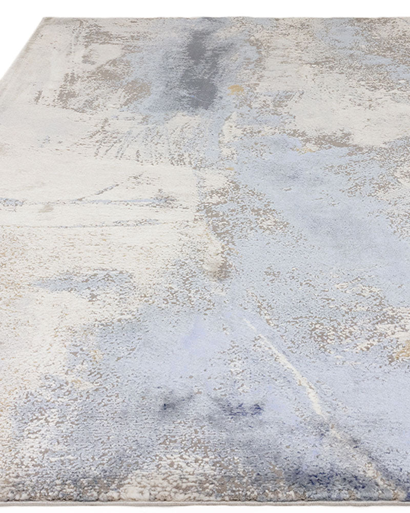 STELLAR ST06 BLUE MODERN ABSTRACT HIGH SHINE RUG