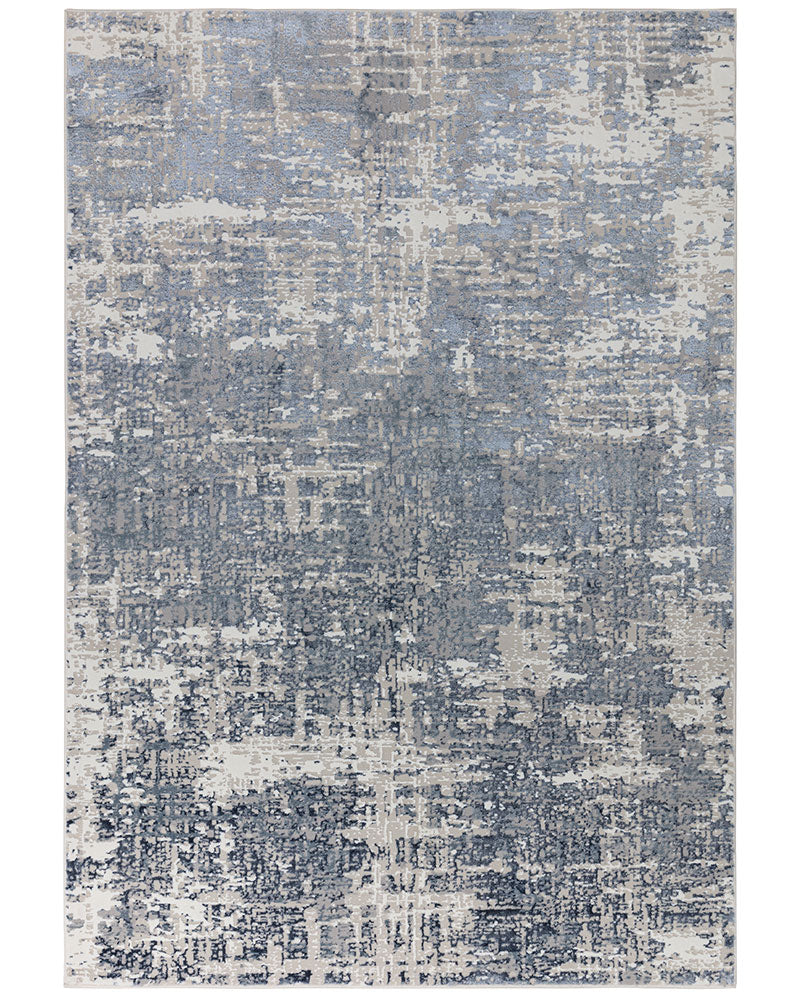 STELLAR ST09 BLUE MODERN ABSTRACT HIGH SHINE RUG