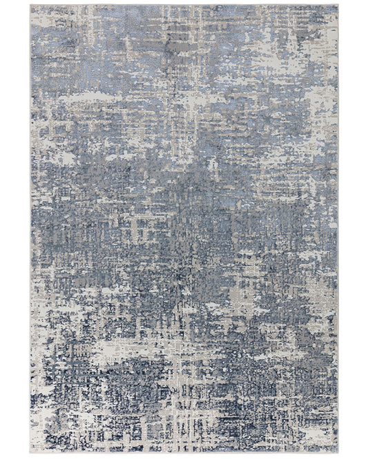 STELLAR ST09 BLUE MODERN ABSTRACT HIGH SHINE RUG