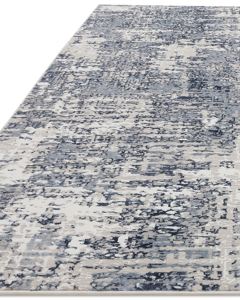 STELLAR ST09 BLUE MODERN ABSTRACT HIGH SHINE RUG