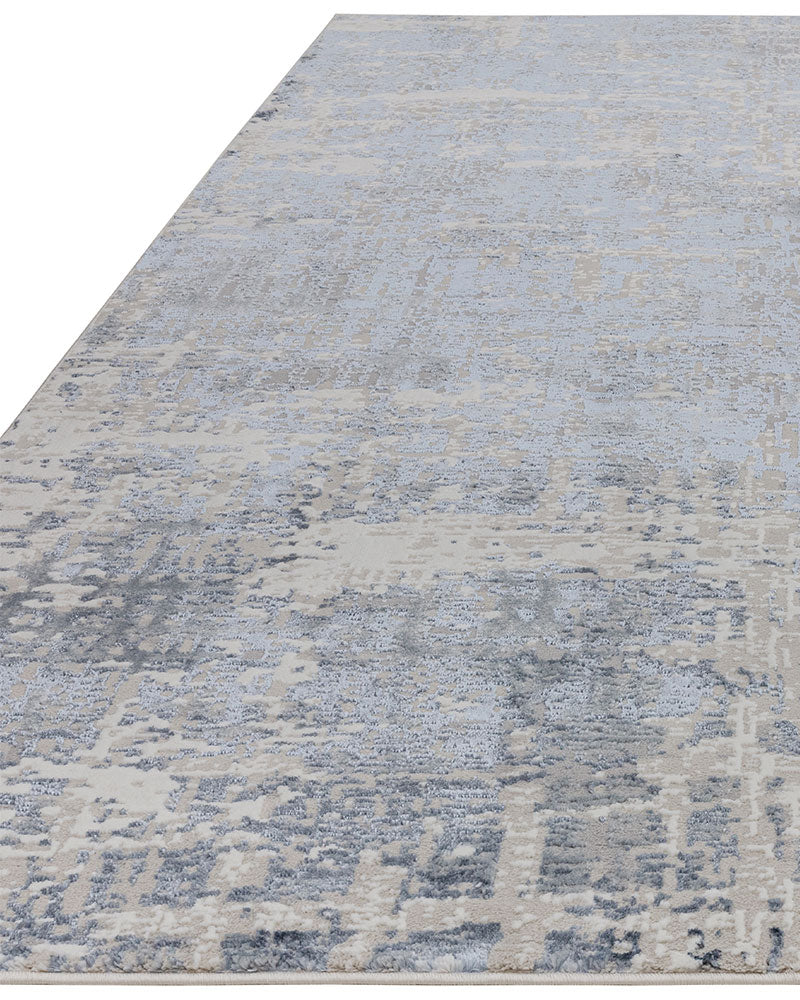 STELLAR ST09 BLUE MODERN ABSTRACT HIGH SHINE RUG