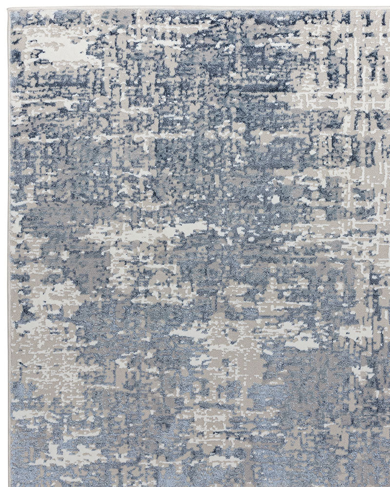STELLAR ST09 BLUE MODERN ABSTRACT HIGH SHINE RUG